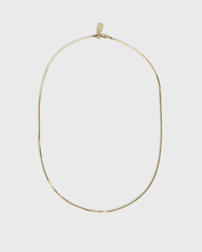 1mm box chain in solid 14k yellow gold