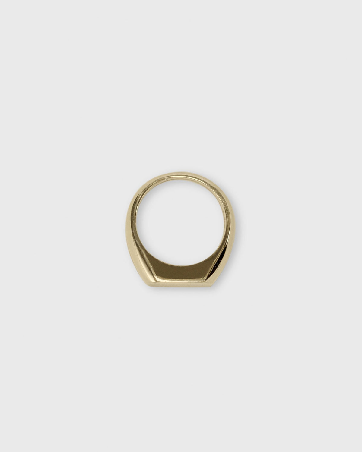 top view of cushion signet ring in solid 14k yellow gold