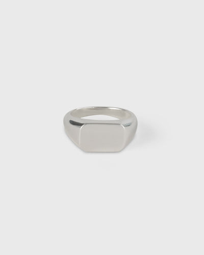 front view of cushion signet ring in solid 925 sterling silver