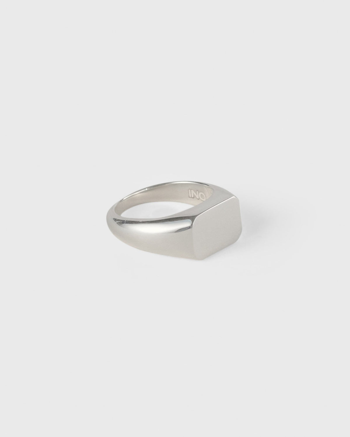 side view of cushion signet ring in solid 925 sterling silver