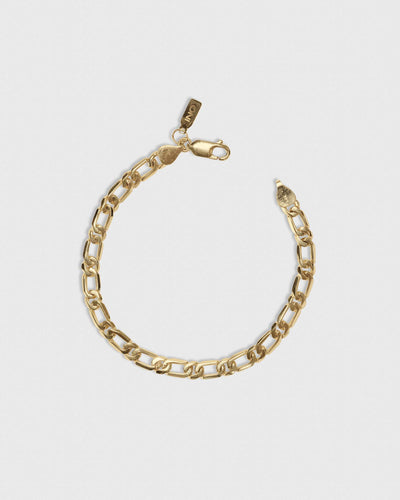 figaro bracelet in solid 14k yellow gold