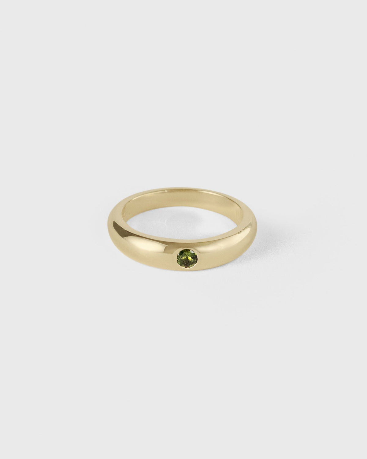 front view of august ring in solid 14k yellow gold