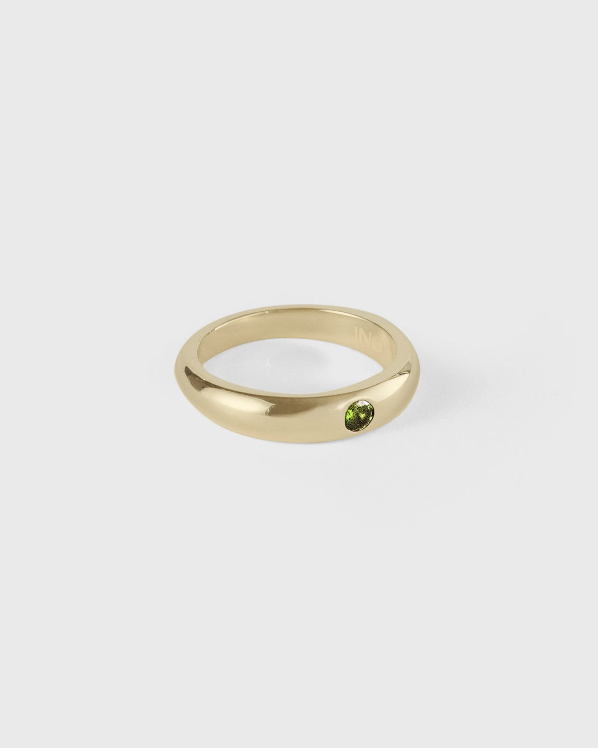 side view of august ring in solid 14k yellow gold